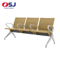 Chaises d'attente modernes pour aéroport, 3-5 places, structure métallique, coussin en PU, sièges en rangée pour terminal, salle d'attente de départ, école, clinique