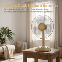 Ventilateur de table mécanique de 16 pouces à 5 pales oscillantes, 3 vitesses, faible bruit, économie d'énergie, grille de sécurité, base stable, pour bureau