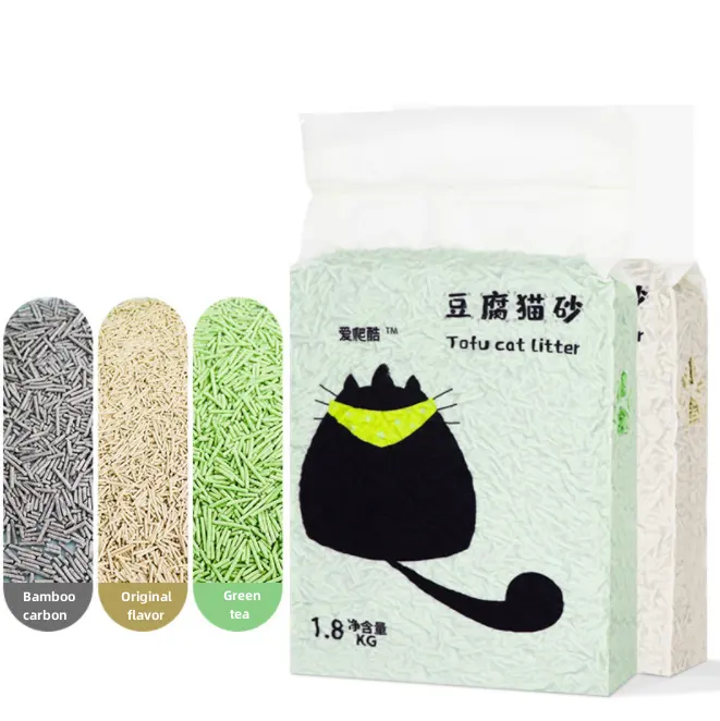 Vente en gros de litière pour chat au tofu Fournitures pour chat Déodorant Litière pour chat au charbon actif à 3 saveurs