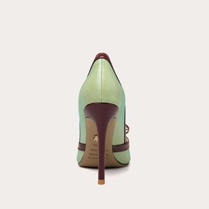 Escarpins verts décontractés et élégants pour femmes, confortables, à bout pointu, talons hauts, fermeture à enfiler, semelle extérieure en TPR, doublure - Product Image 3