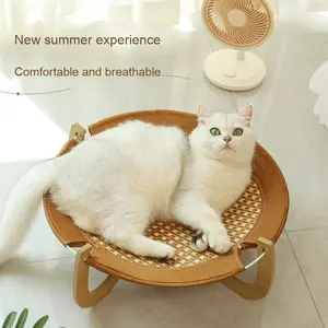 Umwelt freundliche Kühlung Katzen hunde bett Kleine Massivholz-Hängematte Abnehmbare wasch bare Funktion Sommer art Haustier bedarf Karton - Product Image 3