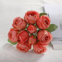 Bouquet de mariée moderne en soie artificielle de haute qualité à 10 têtes, fait main, roses blanches et roses, décoration de mariage, Pâques, Noël, réutilisable