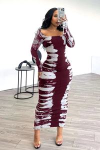 All'Ingrosso Bellissimi Abiti Casual a Maniche Lunghe Aderenti Maxi Senza Spalline, Vestito a Tubino Estivo con Stampa Floreale per Ragazze - Product Image 4