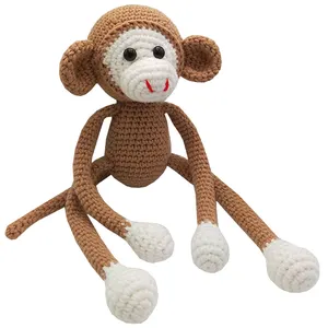 Grosir Monyet Buatan Tangan Lucu Merenda Rajutan Mainan Amigurumi untuk Bayi Hewan Kawaii Kitting Boneka Boneka Mainan Balita