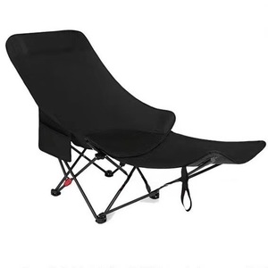 <b>Camping</b> Chair <b>Foldable</b> Recliner With Leg Rest Oxford Cloth Carbon Steel 60x90x45 For Outdoor Use - Product Image 1