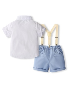 Conjunto de Ropa de Verano 2026 para Niños, Camisa con Corbata de Moño y Pantalones Cortos con Tirantes, 2 Piezas - Product Image 2