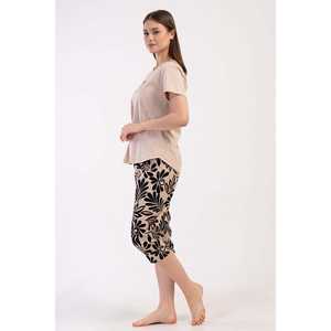 Traje de dormir capri ovalado de manga corta con cuello redondo para mujer, talla XXL - Product Image 3