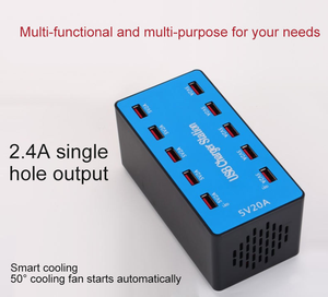 Base de Carga Inteligente de 100W con 10 Puertos USB para Teléfonos Móviles, Estación de Carga Rápida con Organizador para Múltiples Dispositivos - Product Image 4