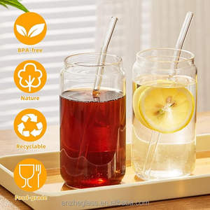 Bicchieri in Vetro Borosilicato da 16 oz con Coperchio in Bambù e Cannuccia per Birra, Caffè, Succo e Altre Bevande - Product Image 4