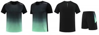 Ensembles de sport personnalisé à manches courtes pour hommes, t-shirt et short, séchage rapide, fitness dégradé, 2 pièces, ensemble chemise et short pour hommes