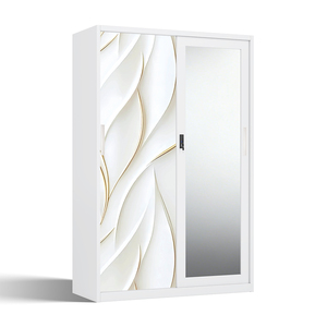 Armario de Acero Impreso con Puertas Correderas con Espejo de 1200 mm para Almacenamiento Moderno en Dormitorios - Product Image 2