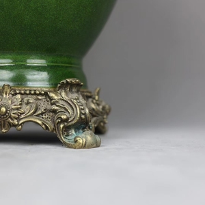 Vasi e ornamenti in ceramica rivestiti di rame di fascia alta all'asta vasi decorativi in porcellana antica verde palazzo - Product Image 4