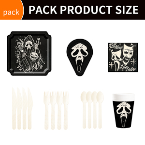 DAMAI Customized HalloweenTheme Party Supplies with Skull Mask Disposable Party Paper Plates Napkins Cups Party Tableware Set - Product Image 6