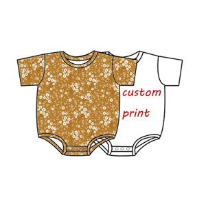 Qingli OEM Senza Tariffe, Basso MOQ, Pagliaccetto a Bolle Personalizzato con Stampa Floreale per Bambine, Pagliaccetto a Maniche Corte in Fibra di Bambù con Chiusura a Bottoni - Product Image 6