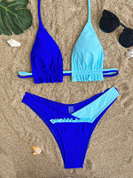 Maillot de bain écologique uni pour femme Wintu, nouveau style, vente flash, bikini deux pièces avec soutien-gorge push-up à volants et logo frontal