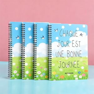Carnets de notes en spirale pour fournitures de bureau en gros, 1 matière, lignage collège, format A4, 80 feuilles, assortiment de designs, pour l'école - Product Image 2