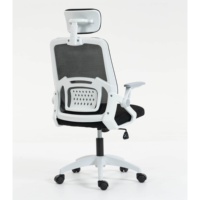 Chaise de bureau moderne réglable pivotante à 360° avec accoudoirs relevables, dossier en maille respirante, cadre blanc pour cadre dirigeant, achat en gros