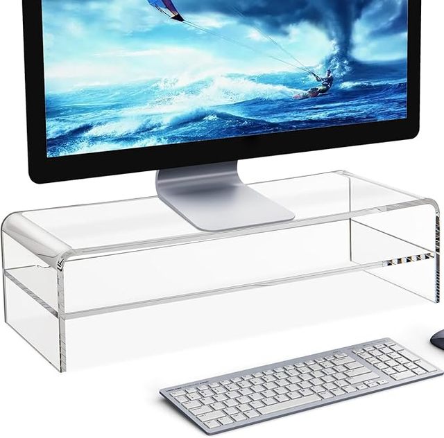 Factory Direct Wholesale Portable Clear Acrylic Monitor Stand Riser Computer Display Rack for Multi Monitor Desk Stand