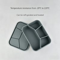 Boîte à lunch bento en silicone à 4 compartiments, sans BPA, écologique, anti-fuite, résistante à la température et compatible micro-ondes, pour nouveau-nés (vente en gros)