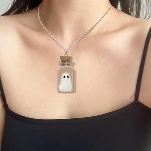 2025 Nouvelle Arrivée Halloween Bijoux Lumineux (Bleu) le Adopter un Fantôme dans une Bouteille Pendentif Collier pour Hommes et Femmes - Product Image 3