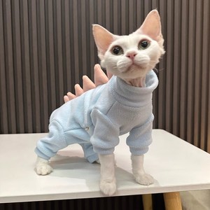 Nueva ropa para mascotas cuadrúpedas con terciopelo granulado para protección del vientre, ropa para gatos pequeños sin pelo tipo dinosaurio, ropa para gatos Sphynx, ropa para gatos alemanes - Product Image 3