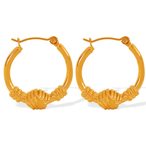 ต่างหูแบบห่วงทองคำชุบ 24k ไทเทเนียมสตีล เครื่องประดับแฟชั่นสำหรับผู้หญิงสำหรับงานปาร์ตี้ รุ่น EH523 - Product Image 5