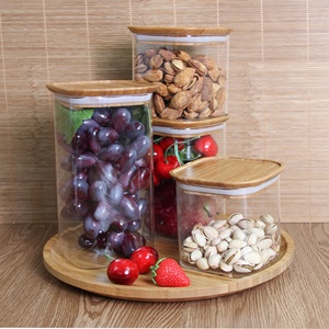Frascos <span class=keywords><strong>de</strong></span> vidrio <span class=keywords><strong>de</strong></span> borosilicato con tapa <span class=keywords><strong>de</strong></span> bambú, protección ambiental, almacenamiento <span class=keywords><strong>de</strong></span> vidrio cuadrado - Product Image 6