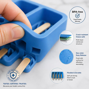 Molde de silicona para helados de 4 cavidades, con formas de animales, frutas y geometría, para helados caseros para niños, de grado alimenticio, sin BPA, duradero, DIY - Product Image 3