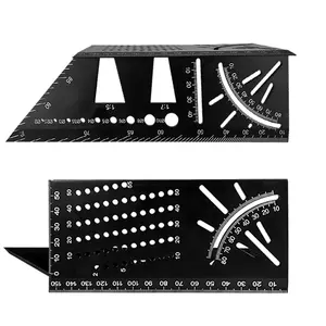 Regla cuadrada de carpintería de aleación de aluminio de primera calidad-Herramienta de plantilla de medición de ángulo de inglete 3D-Medidor de diseño de carpintero de 45/90 grados