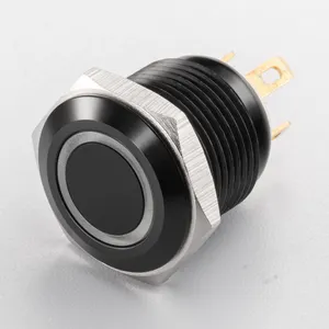 Interruptor de Botón Pulsador Metálico de 22 mm, Impermeable IP67/IP65, Iluminado, Momentáneo, de 6 Pines, 36 V, para <span class=keywords><strong>Timbre</strong></span> de Puerta <span class=keywords><strong>con</strong></span> Cableado - Product Image 3