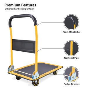Chariot pliant à quatre roues en fer thermolaqué, capacité 150 kg, personnalisable, robuste, facile à déplacer, chariot à main, remorque - Product Image 4