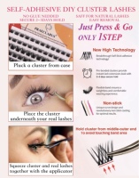 Kit d'extension de cils en fibres individuelles à bande complète Bond Seal DIY Cluster Lash Segmenté Faux cils pour artistes de beauté