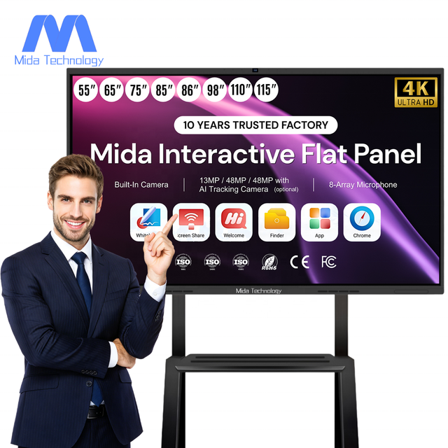 MIDA 98 Inch 4K Android Windows Interactive Flat Panel Display All in One Touch Screen Smart Boards for School Meeting Training