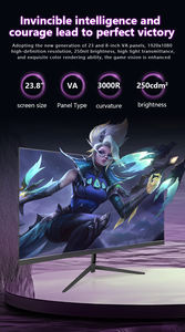 Moniteur de jeu incurvé <span class=keywords><strong>Full</strong></span> <span class=keywords><strong>HD</strong></span> 1920*1080P de 24 pouces, écran LCD 5ms 100Hz, moniteur <span class=keywords><strong>PC</strong></span> <span class=keywords><strong>Gamer</strong></span> - Product Image 4