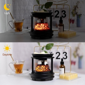 Fondeur de cire parfumé en forme de lampe en métal noir créatif unique avec <span class=keywords><strong>volcan</strong></span> en résine à l'intérieur - Product Image 3