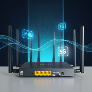 <span class=keywords><strong>Routeur</strong></span> WiFi 6 <span class=keywords><strong>multi</strong></span>-cartes SIM 5G LTE avec réseau de secours 4G, double bande, ports Gigabit Ethernet <span class=keywords><strong>WAN</strong></span>/LAN, réseau maillé, configuration facile - Product Image 1