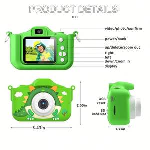 Mini caméra pour enfants X12S, 2 pouces, 1080P, caméra vidéo numérique de dessin animé dinosaure avec angle large de 180° et prise en charge OTG - Product Image 6