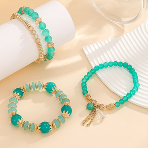 Juego de 4 Pulseras Boho con Cuentas de Cristal en Capas, Juego de Pulseras Elásticas con Cuentas para Mujer y Hombre, Juego de Pulseras de <span class=keywords><strong>Amistad</strong></span> para Regalo - Product Image 4