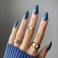 24 faux ongles ronds courts de couleur unie, style simple et minimaliste, en acrylique à presser, ongles artificiels 2129