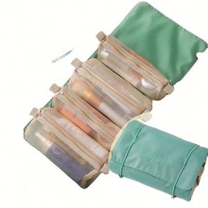 Sacs de maquillage cosmétiques en polyester personnalisés, multifonctionnels, 4-en-1, avec logo imprimé, rangement amovible, grande capacité, avec fermeture éclair - Product Image 6