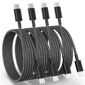 สายชาร์จ USB C to USB C 3A ยาว 3 ฟุต 6 ฟุต 60W ชาร์จเร็ว สายถักไนลอน สำหรับ iPhone 16 15 Pro Max พร้อมกล่องบรรจุภัณฑ์ - Product Image 1
