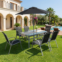 Ensemble de meubles de jardin Uplion, ensemble de table et de chaises de patio pour 6 personnes avec parasol, ensemble de table et de chaises de jardin 8 pièces