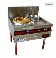 Cuisinière professionnelle en acier inoxydable 201 pour restaurant, 1 brûleur wok + 1 brûleur à mijoter, gaz naturel, double zone de contrôle facile