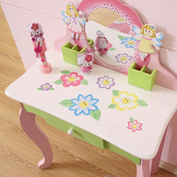 Princesse vanity Make Up Table Coiffeuse en bois avec miroir et tabouret pour enfants