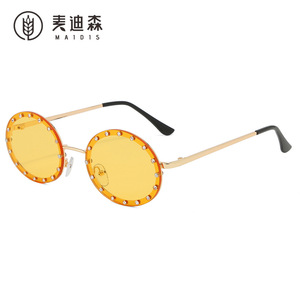 Maidis Oval Rhinestone Sunglasses For Women UV400 Metal <b>Frame</b> <b>Black</b> Lens Fashionable Outdoor Use - Product Image 2