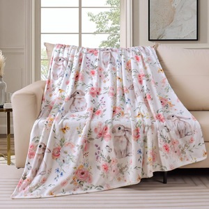 Couverture en flanelle à imprimé floral personnalisé, couverture de repos, couverture légère résistante à la décoloration pour lit, canapé, vente en gros - Product Image 4