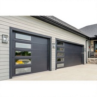 Porte de garage sectionnelle électrique commerciale américaine moderne en alliage d'aluminium, caractéristiques de prévention des incendies, imperméable, extérieur