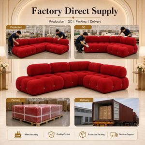 Sofá Cama Modular de Chenilla con Diseño Icónico en Rojo Vibrante, Pieza de Diseño Versátil para Interiores de Apartamentos, Villas y Hoteles - Product Image 5