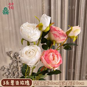 Rose artificielle Hua Ding en soie à 3 têtes pour la décoration de mariage et de la maison, style moderne - Product Image 4