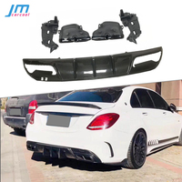 Diffuseur de lèvre arrière en Fiber de carbone sèche, embouts d'échappement noirs pour Benz classe C W205 C43 C63 AMG Sport 4 portes 2015 - 2020